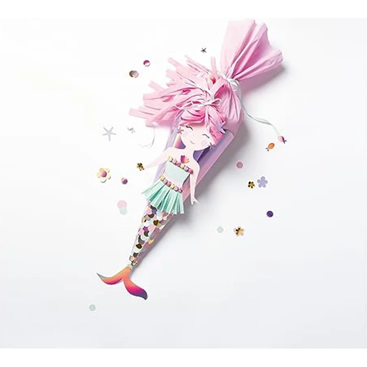 folia 92702 - Schultüte Bastelset UNICORN SCHOOL, Bastelmaterial für eine Zuckertüte, gestaltbar als Einhorn, Frida oder Meerjungfrau, ca. 68 cm – Bild 3