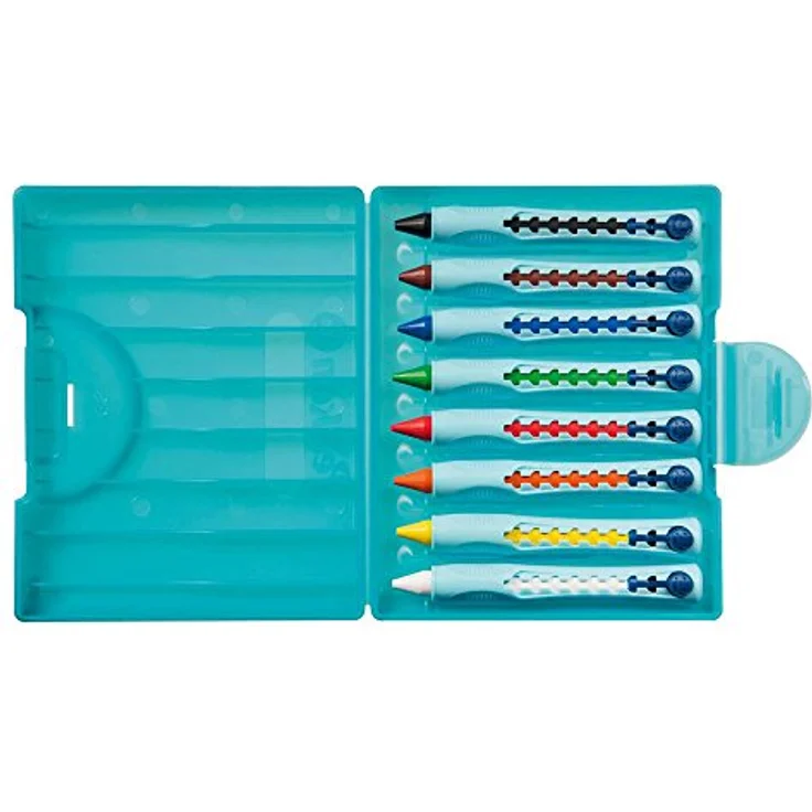 Pelikan 2056076 W2/8 - 8 farbig sortierte Wachsschreiber mit Schiebehülse im Kunststoff-Etui, multifarbig, 9-teiliges Set – Bild 1
