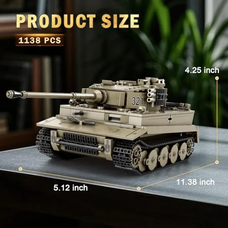 Reobrix Tiger I Tank Bausteine Set 77031, Modellbausatz im Maßstab 1:28, 1138 Teile, autorisiertes World of Tanks Produkt, hoher Spielwert, drehbarer Turm und bewegliches Geschützrohr – Bild 5