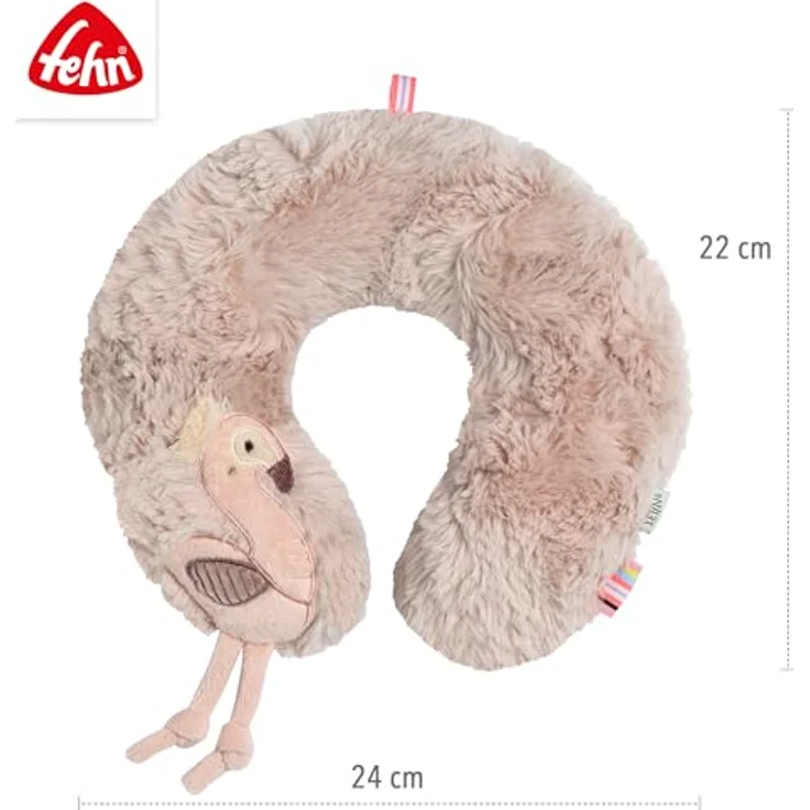 Fehn Nackenstütze Flamingo, Ergonomisches Nackenkissen mit Tierapplikation, 24 x 22 cm, waschbar bei 30°C, ideal für Auto und Babyschale – Bild 5