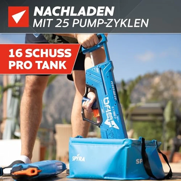 SPYRA SpyraDash, extrem kraftvoller Wasserblaster mit 16 Einzelschüssen, manuellem Pumpmechanismus – Keine Batterien nötig – Bild 3