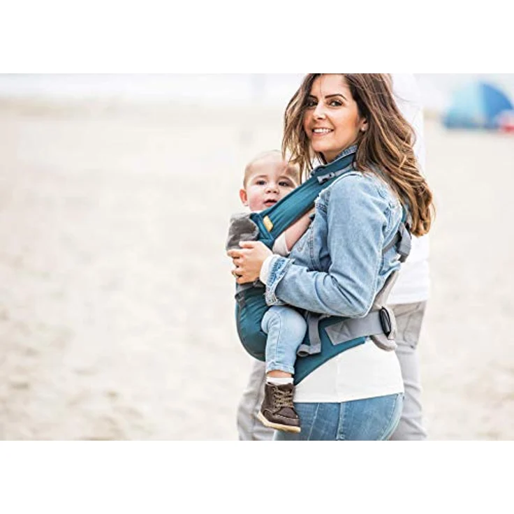 Beco 8 Babytrage Neugeborene ab Geburt bis Kleinkind - Hybrid Baby Trage mit verstellbarem Sitz - Babytrage ab Geburt - Ergonomischer Baby Tragegurt & Baby Carrier - 3,2-20 kg (Aquamarine) – Bild 4