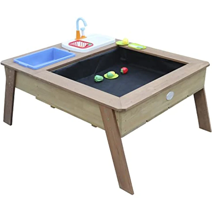 AXI Linda Sand & Wassertisch aus Holz mit Spielküchenspüle | Matschtisch/Spielküche/Wasserspieltisch/Sandtisch für Kinder in Braun mit Sonnenschirm. – Bild 4
