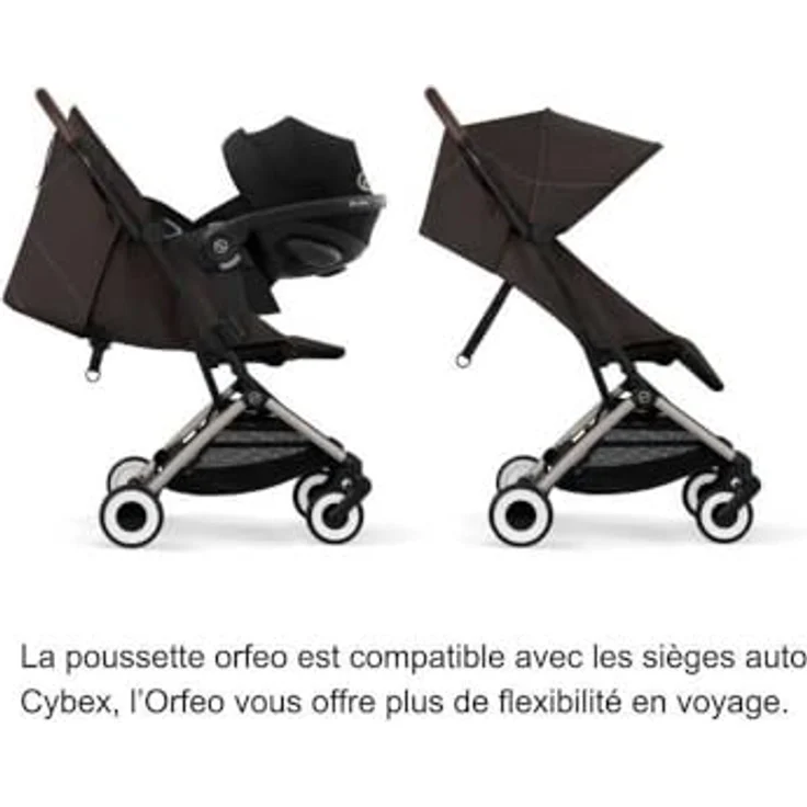 cybex Gold Buggy Orfeo, Dunkelbraun, Textil, mit Feststellbremse, Federung und 5-Punkte-Gurt, 52x102x77 cm, CE – Bild 6