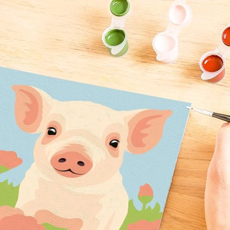 Ravensburger Malen nach Zahlen CREART® Süßes Hausschwein, Farbige Motivlinien für leichteres Malen – Bild 7