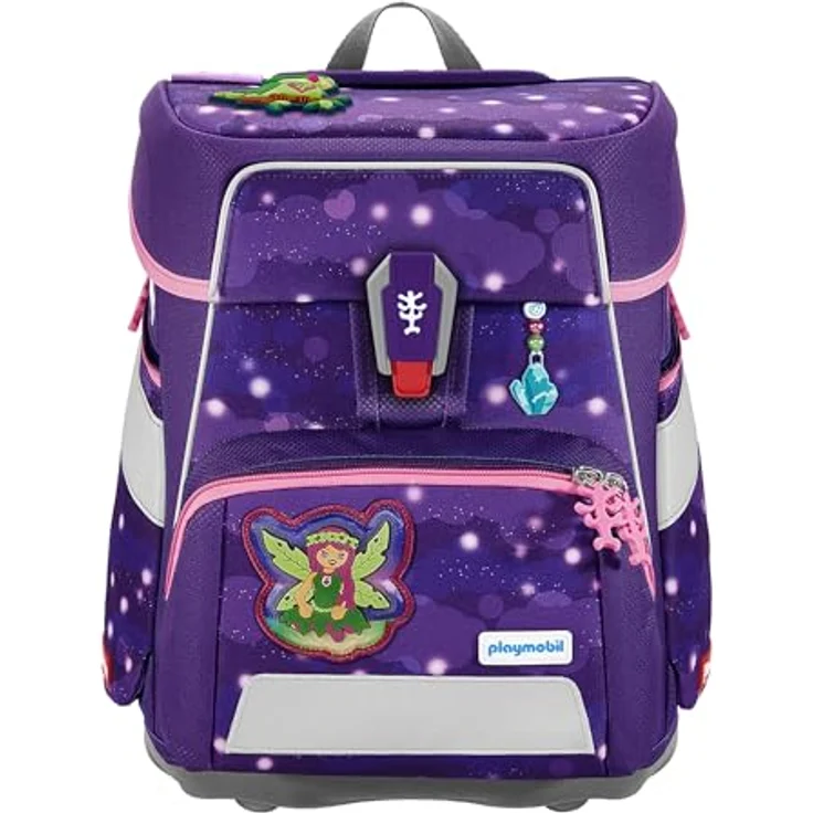 Step by Step Schulranzen-Set SPACE Playmobil „Ayuma Leavi“, 5-teilig, ergonomischer Tornister, höhenverstellbar mit Hüftgurt, 20L, lila-pink, Ayuma-Design – Bild 2