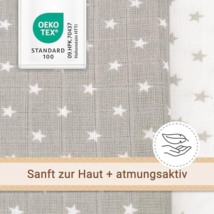 ZOLLNER 10er Set Spucktücher Sterne 5X grau 5X weiß 80x80 cm ohne Geschenkbox – Bild 5