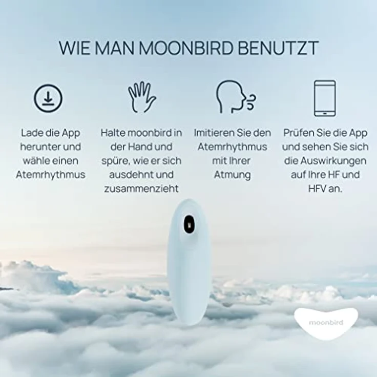 moonbird Moonbird Atem- und Meditationsgerät zur Stressreduzierung, Einschlafhilfe für Erwachsene, Himmelblau – Bild 4