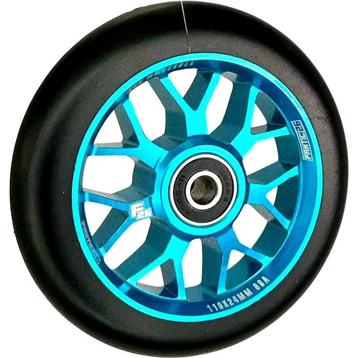 Fantic26 Spy7 Stunt-Scooter Rolle 110mm Abec11 Türkis/Pu Schwarz, Leichte Aluminiumlegierung 6061, ABEC-11-Kugellager, 88A Härte