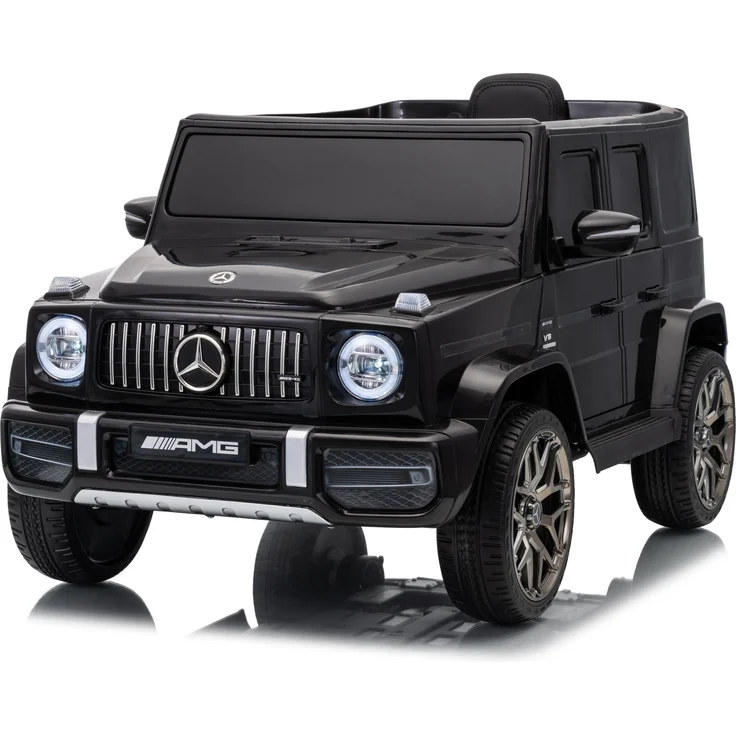 FINOOS Mercedes-Benz G63 G-Klasse Kinder Elektroauto, 12V mit Bluetooth, Ledersitz, 2.4 GHz Fernsteuerung, Sicherheitsgurt, schwarz