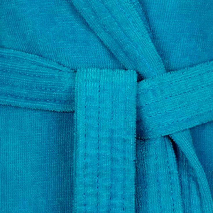 Vossen Bademantel Texas, unisex Kurzmantel mit Kapuze, 100% Baumwolle, turquoise – Bild 6