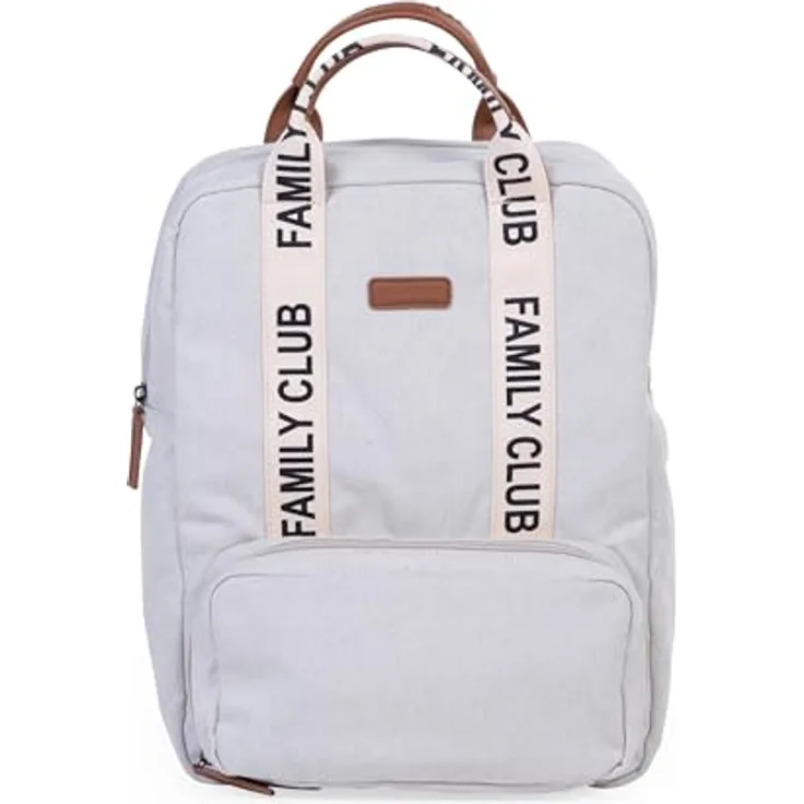 CHILDHOME Wickelrucksack Family Bag Club, Großes Fassungsvermögen, Multifunktional, Isotherm Taschen, Trolley-Koffer Durchgang, Kinderwagenbefestigung, 20,5L, Ecru