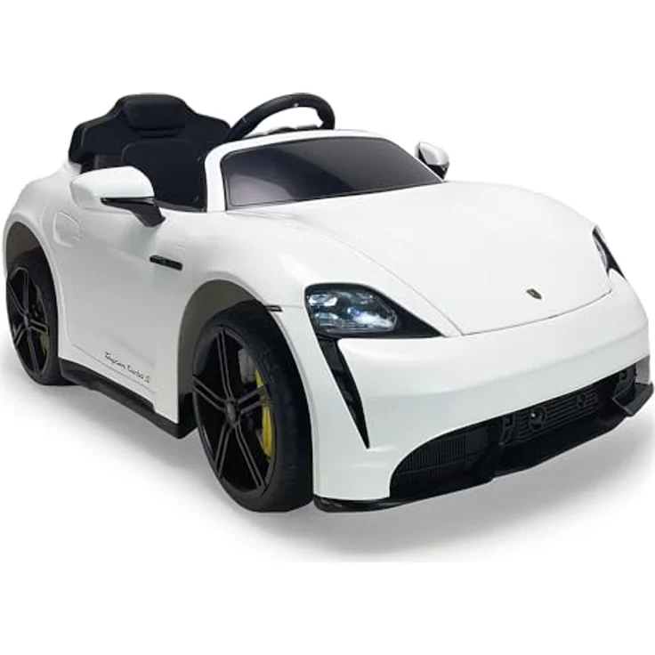 INJUSA Elektroauto Porsche Taycan 12 V, mit Rückwärtsgang, Fernbedienung, Lichtern und Geräuschen, für Kinder 2-4 Jahre, Weiß – Bild 1