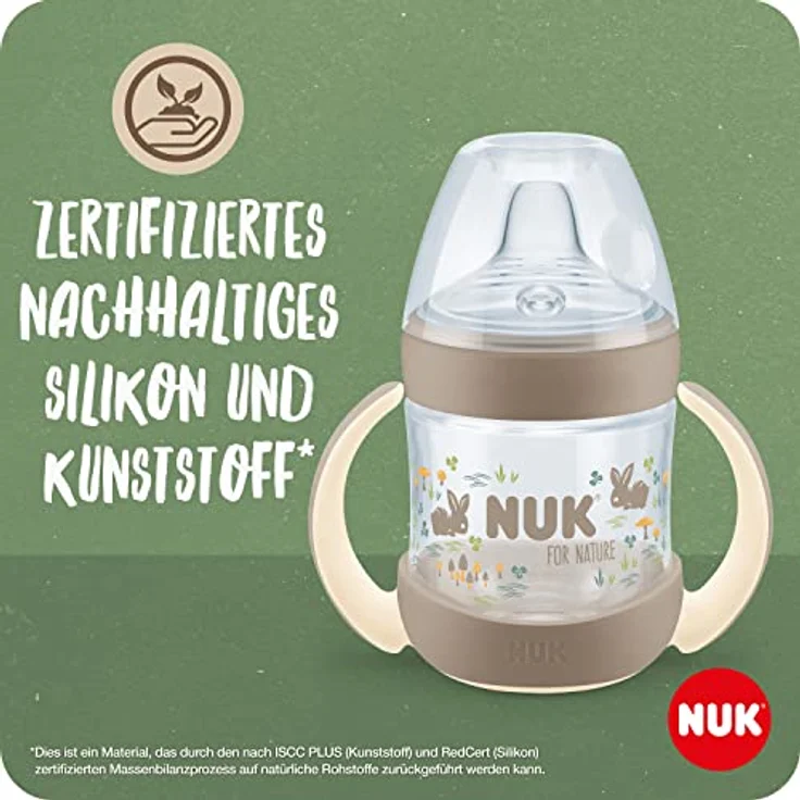 NUK for Nature Trinklernflasche | aus nachhaltigem Material | extra breite und weiche Lippenauflage | mit Temperature Control | auslaufsicher | ab 6 Monaten | 150ml | BPA frei | grün – Bild 5