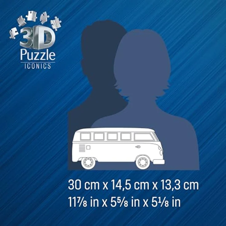 Ravensburger Iconics Volkswagen T1, 3D-Puzzle Modell mit 162 Puzzleteilen und Deko-Wert, 14,5 cm hoch – Bild 3