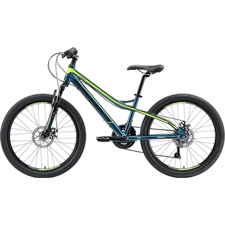 BIKESTAR Alu Mountainbike Jugendfahrrad 24 Zoll ab 9-14 Jahre Hardtail | 21 Gang Shimano Schaltung, Scheibenbremse, Federgabel | Kinder Fahrrad Petrol & Gelb | Risikofrei Testen – Bild 4
