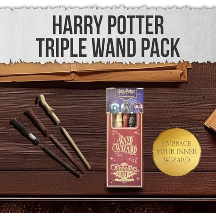 Blue Sky Studios Harry Potter Zauberstab-Stift 3er Set, glatte schwarze Tinte, Dumbledore, Harry Potter und Voldemort Design, Schreibwaren und Merchandise – Bild 2