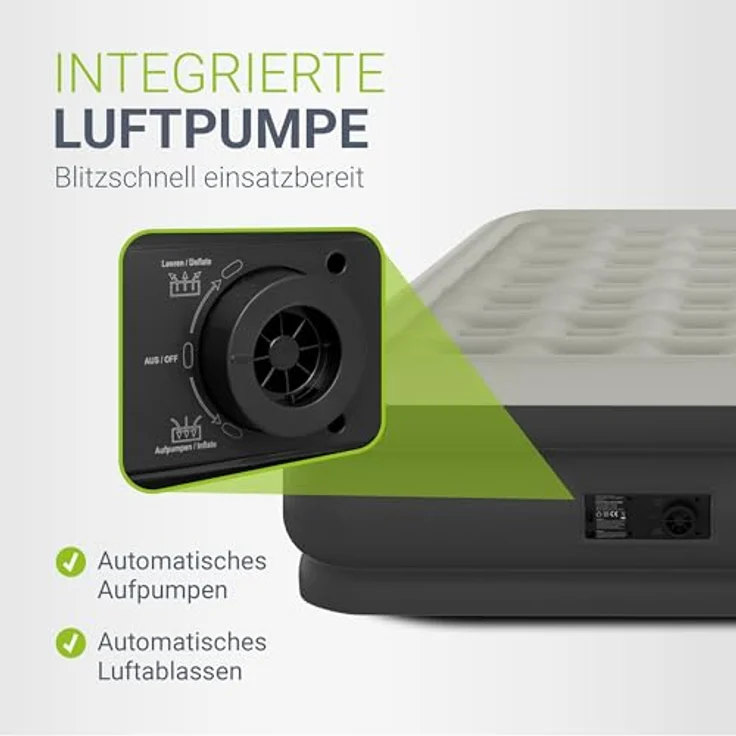 Juskys Luftmatratze Sapri, Doppel-Luftbett, selbstaufblasend, wasserdicht, inkl. Pumpe, Tasche, Grau, Anthrazit – Bild 3