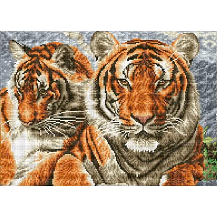 DIAMOND DOTZ DQ10.003 - Original 5D Diamond Painting Squares Set Tiger, Kreativset mit 26.634 quadratische Diamant Mosaiksteinen, Malset ca. 37 x 51,5 cm für Erwachsene und Kinder ab 8 Jahren