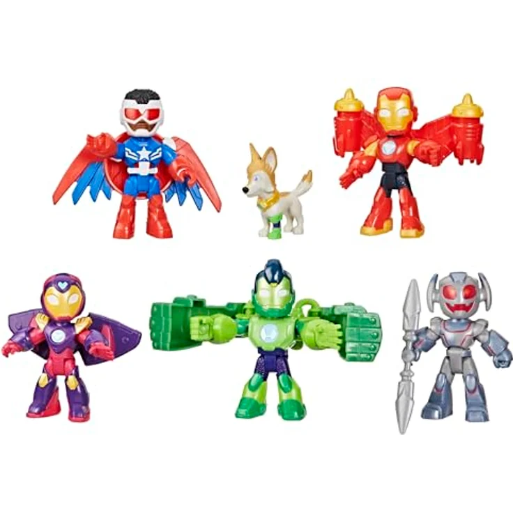 Marvel Iron Man and his Awesome Friends Superrüstung Avengers Pack, Action-Figurenset mit 6 beweglichen Figuren und 5 abnehmbaren Accessoires, 7,6 cm groß – Bild 1