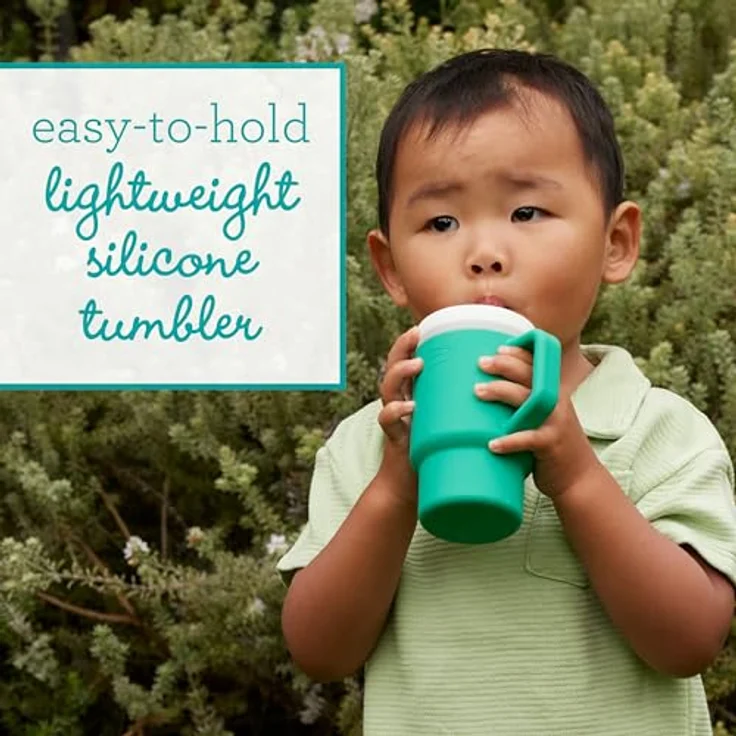 INFANTINO My 1st Tumbler, 255 ml Kindertrinkbecher mit auslaufsicherem Silikonstrohhalm und kleinkindfreundlichem Griff, Alpine – Bild 2