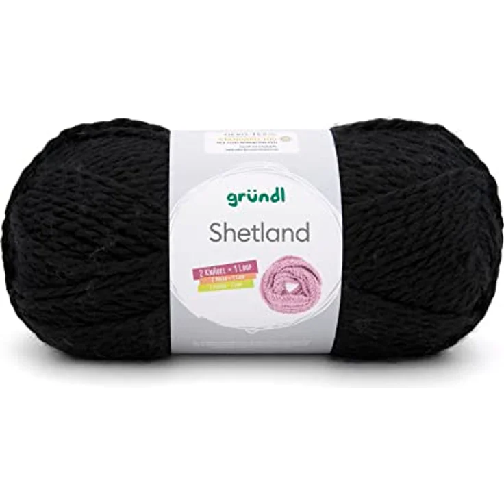 Gründl Shetland Handstrickgarn, Wolle, Schwarz, 1 x 100 g – Bild 1