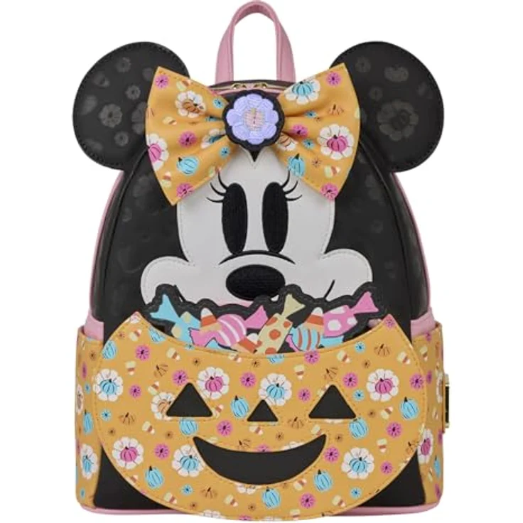 Loungefly Disney Minnie Pumpkin Kindergartenrucksack, 26 cm, strapazierfähiges Polyester und PU-Leder, charmantes Design – Bild 2