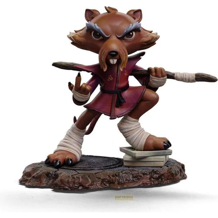 Iron Studios Teenage Mutant Ninja Turtles Mini Co. PVC Figur Master Splinter, 12 cm mit Base in Fensterbox