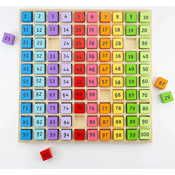 Bigjigs Toys Holz Anzahl Fach - Educational Counting Brett, 100 Spielsteine, bunt – Bild 2
