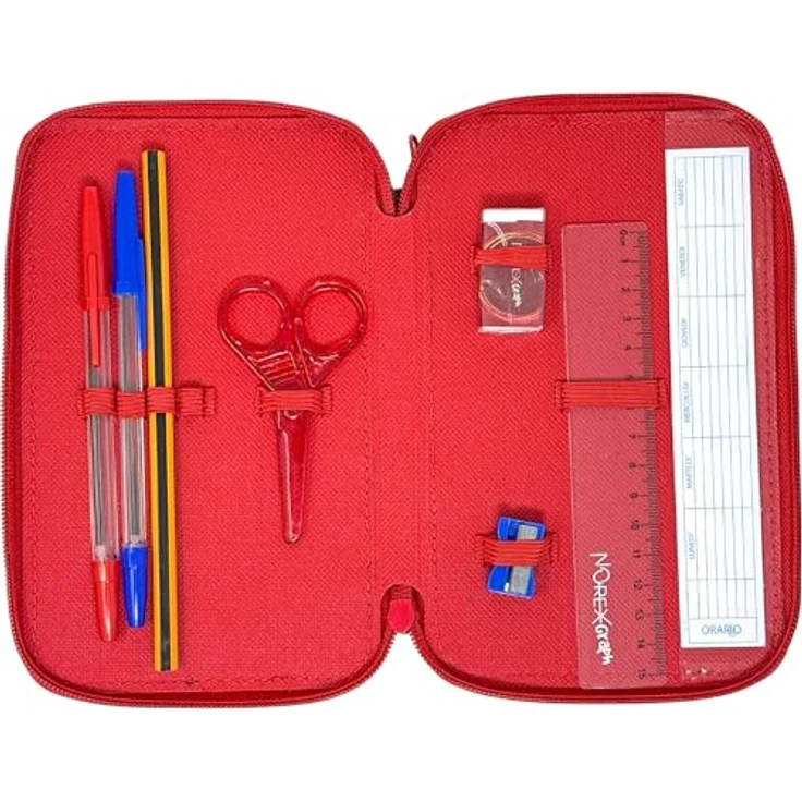 Clondo 3-Fach Federmäppchen für Spiderman Fans, 44-teilig, mit Stiften, Buntstiften und Schere, offizielles Gadget für Grundschule und Geschenke – Bild 2