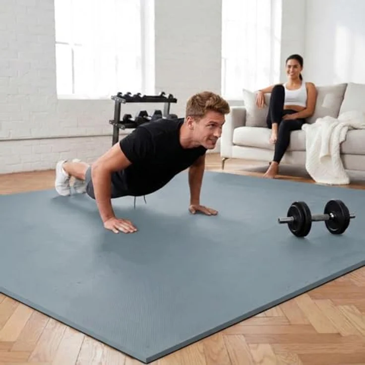 eyepower Puzzlematte XL, 4,8 m² Trainingsmatte mit Rand, 54-tlg. Set, 30 x 30 x 1 cm, schalldämmende EVA Bodenschutzmatte für Home Gym, schwarz – Bild 6