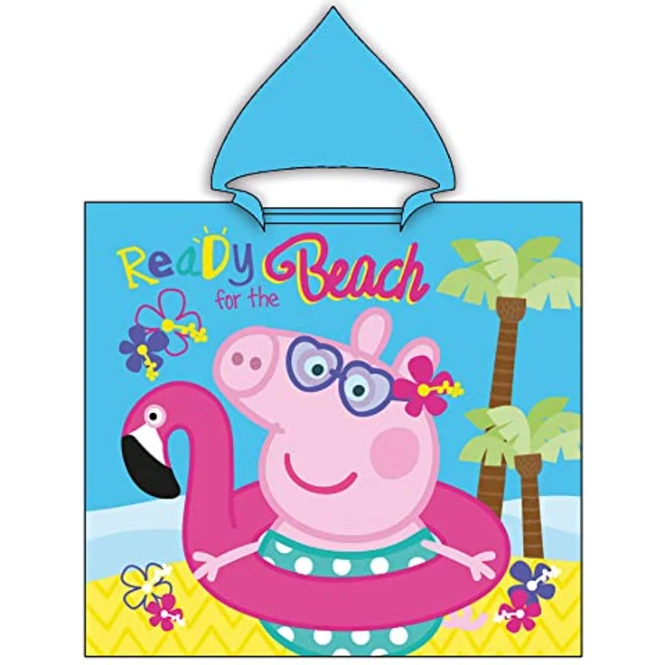 BERONAGE Kapuzenhandtuch Peppa Wutz Pig Kinder Kapuzen Bade-Poncho Beach 60x120 cm, 100% Baumwolle, Frottee in Velours-Qualität, Pink – Bild 2