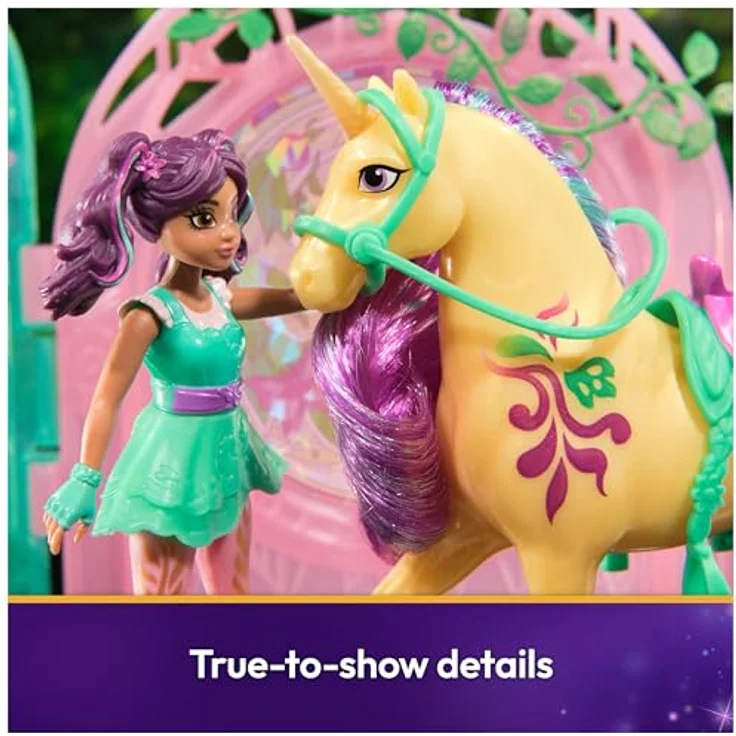 Spin Master Anziehpuppe Unicorn Academy - Stall Spielset, Ava & Leaf mit Farbwechseleffekt und 15 Zubehörteilen – Bild 8