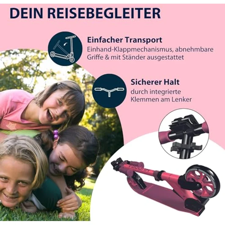 Hudora Cityroller Up 145 Junior, höhenverstellbar, klappbar, für Kids ab 3 Jahren, bis 60kg, rutschfeste Trittfläche – Bild 4