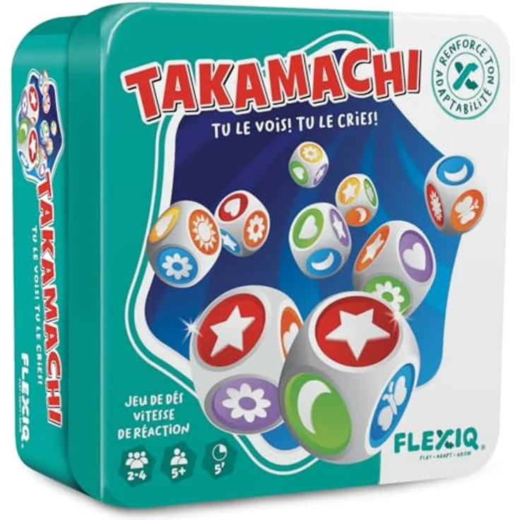 Asmodee FlexiQ Takamachi, Familien- und Kinderspiel ab 5 Jahren für 2-4 Spieler, französische Version, einfaches Würfelspiel zur Förderung der Anpassungsfähigkeit – Bild 1