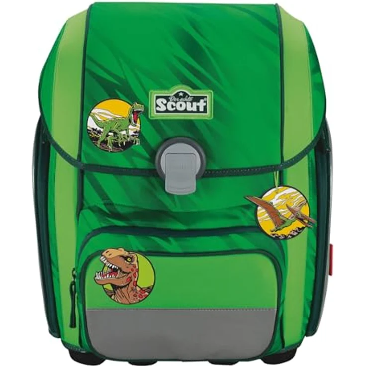 SCOUT Basic Genius Set 4-teilig, Schulranzen mit Dino Rex Design, inklusive zwei Schlampermäppchen und Sportbeutel, 28 x 39 x 16 cm – Bild 2