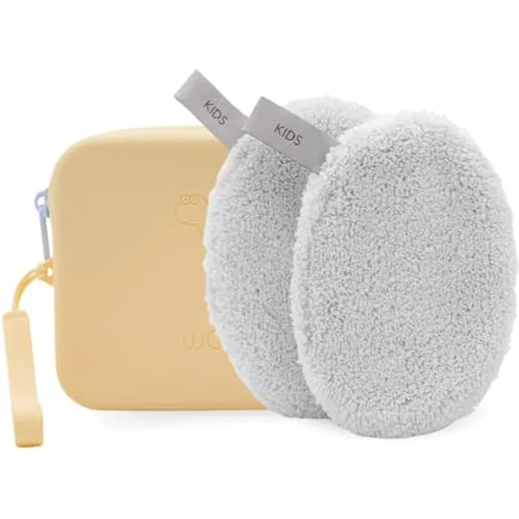 waschies "Travel Set Kids", nachhaltige & wasserabweisende Aufbewahrungstasche inkl. wiederverwendbarer, hypoallergener Waschpads für Unterwegs, Pastel Blue – Bild 1