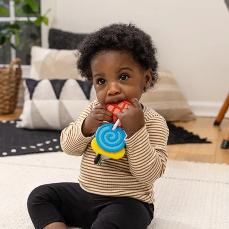 Baby Einstein Shake-a-Shape Zen Beißring, 2-in-1 Beißring und Rassel, multisensorisch mit BPA-freien Silikonformen, ab 3 Monaten – Bild 2