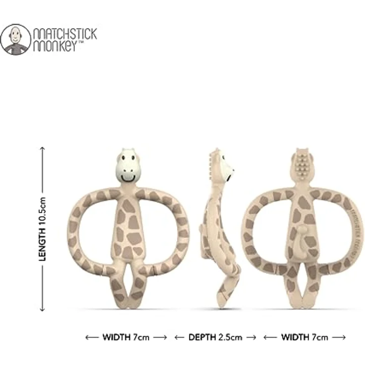 Matchstick Monkey Training Zahnbürste/Kinderzahnbürste/sichere Handzahnbürste mit Saugfuß/Stimuliert Zähne & Zahnfleisch mit extra weicher, hochwertiger Bürste/ab 0 Mon. / Gigi Giraffe – Bild 2