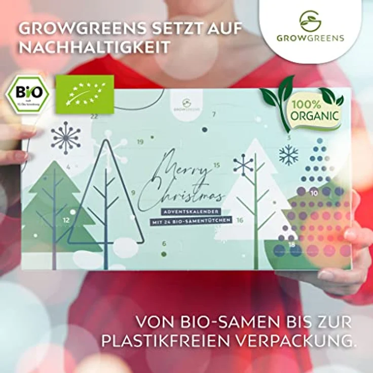 Growgreens BIO Saatgut & Samen Adventskalender 2025, 24 verschiedene Gemüsesorten in plastikfreier Verpackung, nachhaltiges Geschenk für Hobbygärtner – Bild 5