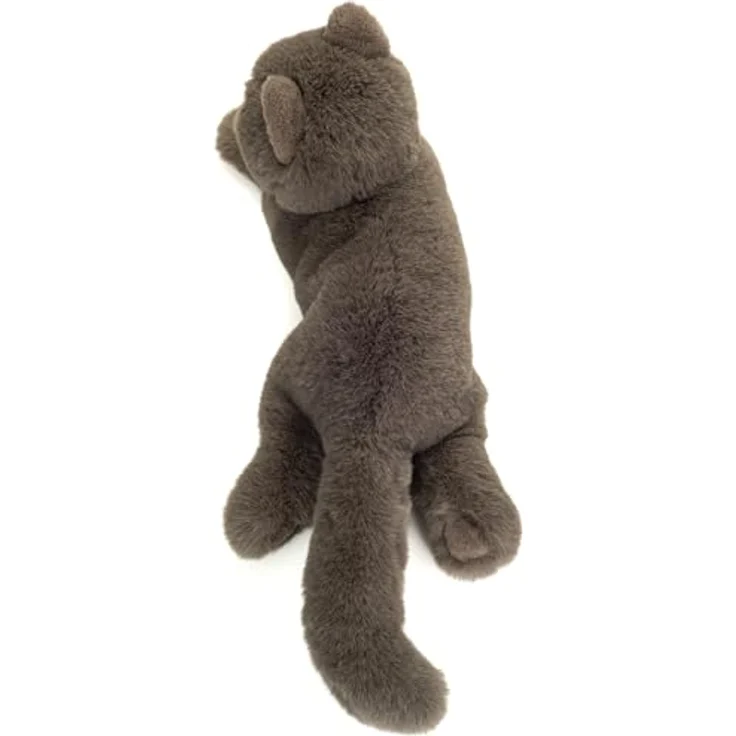 Teddy-Hermann Kartäuserkatze liegend, 36 cm, graues Plüsch mit flauschigem Fell – Bild 3