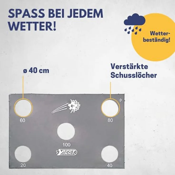 BEST SPORTING Torwand 280 x 187 cm mit 5 Schusslöchern, wetterfestes Outdoor-Trainingsgerät für Fußballtore 300 x 205 cm – Bild 3
