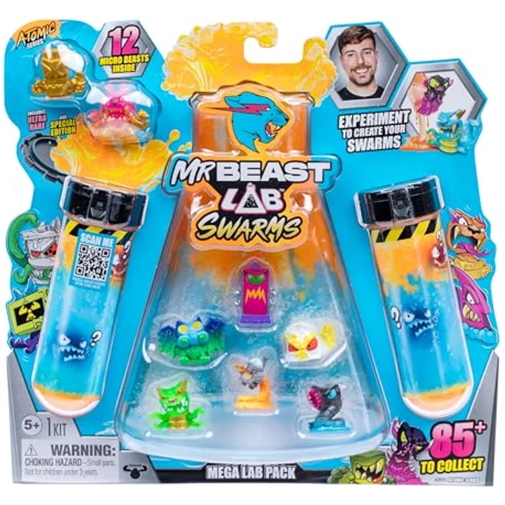 MrBeast Lab Swarms Atomic-Serie, Mega-Labor-Packung mit 2/12 Mini-Monster-Sammelfiguren (2,5 cm), Experiment zum Entdecken und Entfesseln – Bild 1