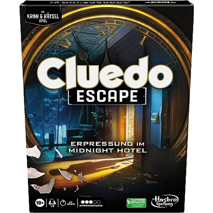 Hasbro Gaming Cluedo Escape Erpressung im Midnight Hotel, einmalig lösbares Escape-Room-Spiel für 1 − 6 Spieler, kooperatives Spiel – Bild 1