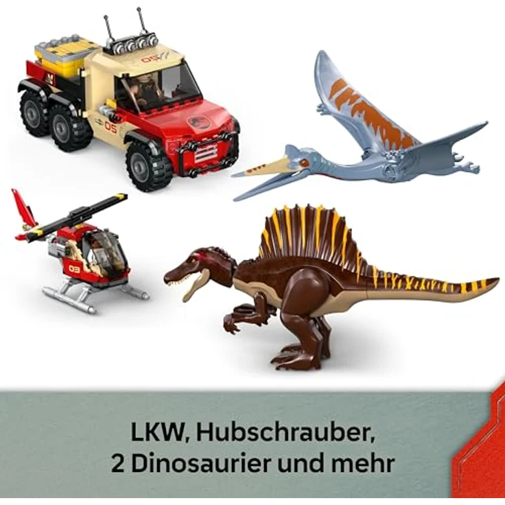 LEGO Jurassic World 76976, Spinosaurier & Quetzalcoatlus: Hubschrauber-Einsatz, 984 Teile, ab 8 Jahren, Maße 12x33x20 cm – Bild 5