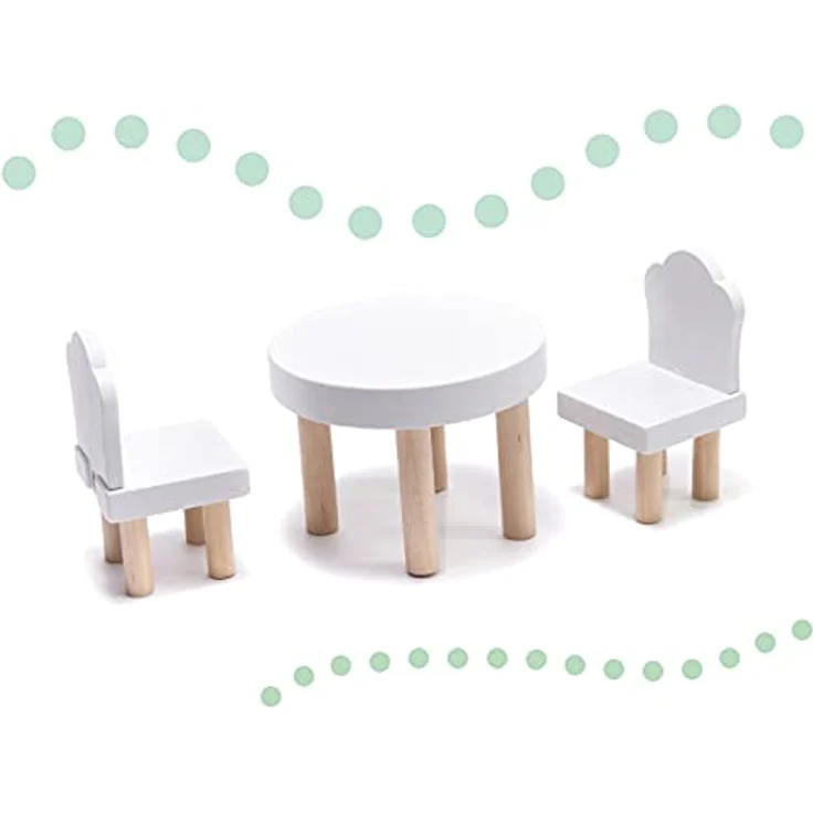 ikonka Puppenhaus aus Holz, 3 Etagen mit 4 Zimmern und Terrasse, komplett möbliert mit LED-Beleuchtung, B62 x H78 x T26,5 cm – Bild 5