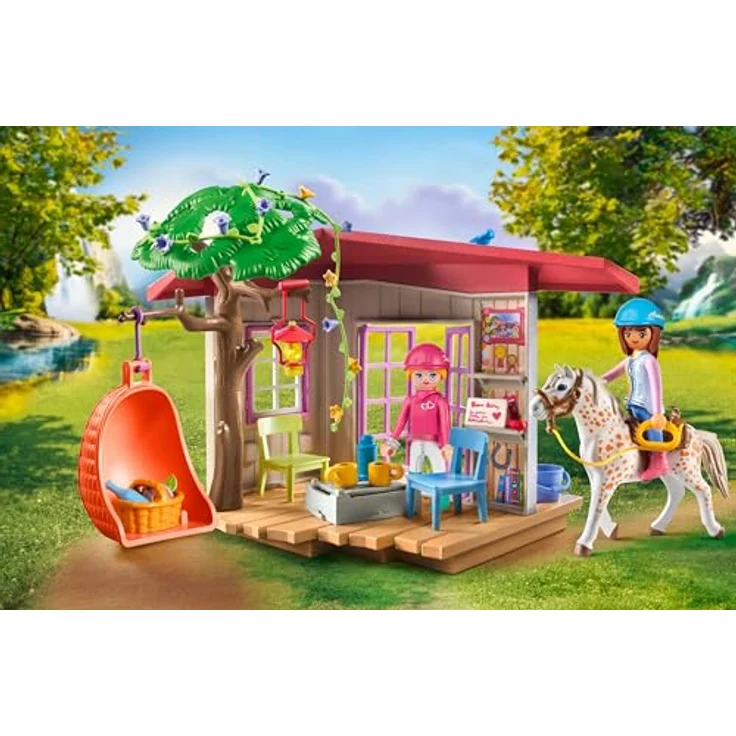Playmobil 71638, Horses of Waterfall - Horse Fans Clubhouse mit verstecktem Wasserfall und gemütlicher Schaukel – Bild 3