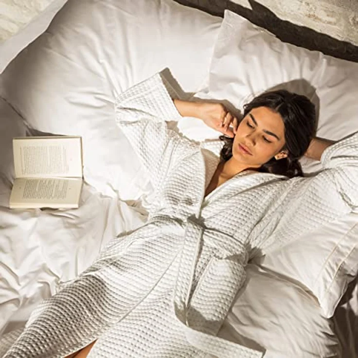 MÖVE Kapuzenmantel möve Piquée, Weiß, Gr. XL, unisex, Oeko-Tex® Standard 100, aus 100% Baumwolle, schnelltrocknend und saugfähig – Bild 6
