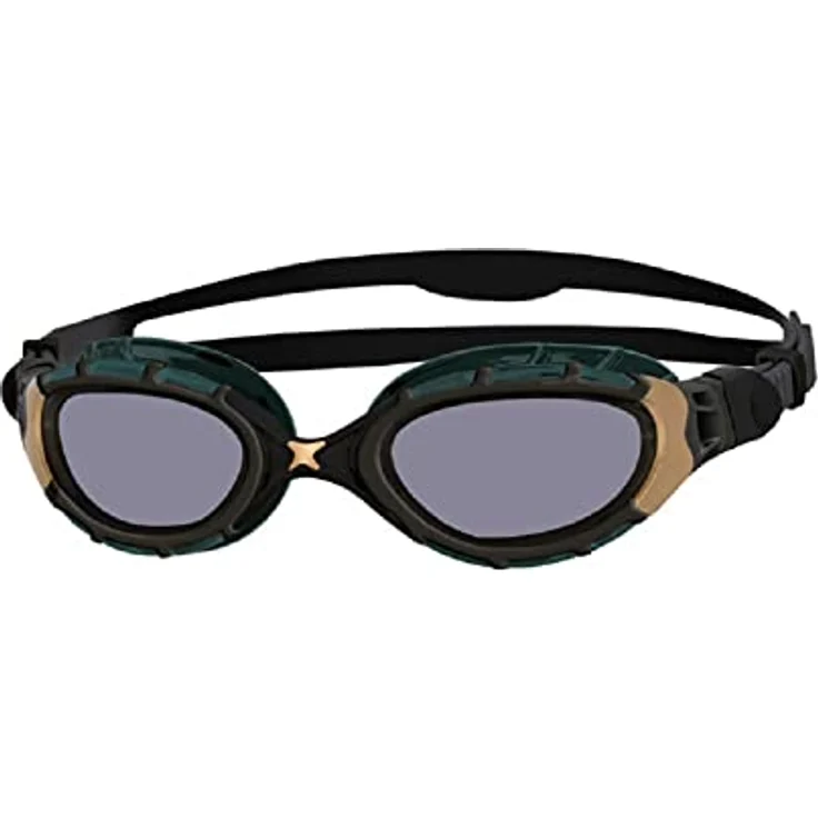 Zoggs Predator Flex Titanium Reactor Schwimmbrille, Schwarz/Gold/Titan, reguläre Passform – Bild 1