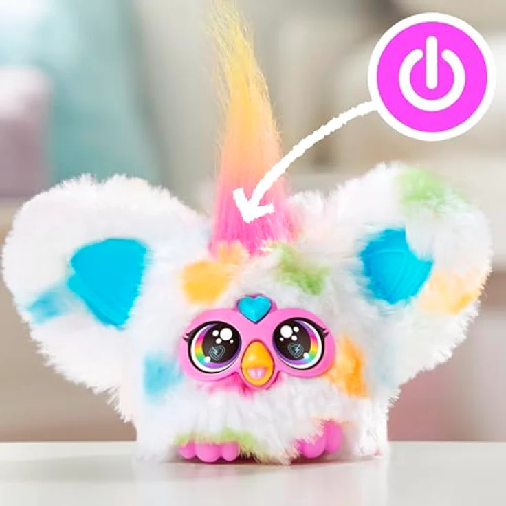 Furby Furblets Loo-Lay Mini, interaktives Kuscheltier mit über 45 Geräuschen in Furbisch, weiß-gepunktet, für Kinder ab 6 Jahren, inkl. Schlüsselanhänger – Bild 5